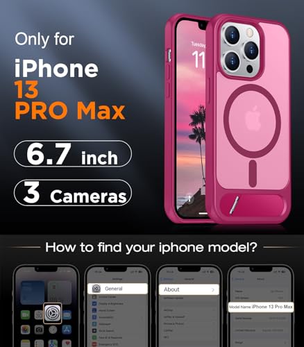Image of Magnetic Compatible with iPhone 13 Pro Max Case, [Built-in Invisible Kickstand][Compatible with MagSafe] [Military Grade Shockproof] Slim Translucent Matte Phone Case for iPhone 13 Pro Max 6.7 inch