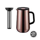 Durch einen Klick-Druck in der Mitte öffnet und schließt der Verschluss der Kanne. Der Verschluss ist 100 Prozent dicht und ermöglicht ein spritz- und tropffreies Einschenken