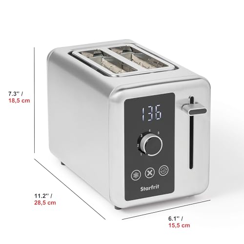 Starfrit 2-Slice Toaster With Digital Countdown - 7 Toasting Settings - Self-Adjusting Slots - Removable Tray - Silver by Starfrit - Image 2