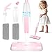 Yeeammk Kids Spray Mop Toy for Toddlers Age 3+, Real Water Sprayer with Detachable Cloth, Montessori Pretend Play Cleaning and Learning Toys Gift for Kids Girls Boys Pink