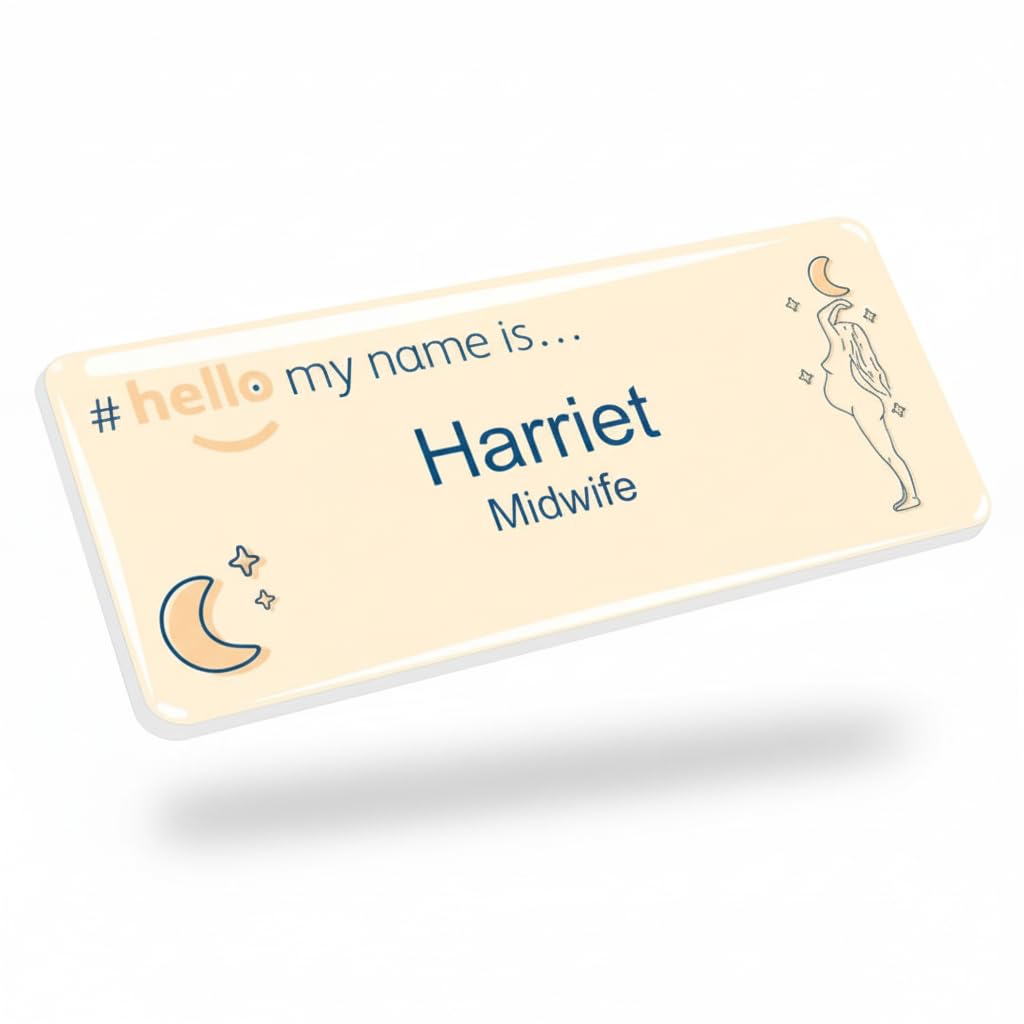 Badgemaster Hello My Name is Midwife Maternity Badge Premium Domed White White 76 x 32mm Doctor Student Nurse Clinical Practitioner Healthcare Assistant Medical Staff GP