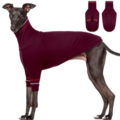 OUOBOB Windhund-Hundepullover, italienischer Windhundmantel für große Hunde, Whippet-Pullover, Rollkragen, dehnbares Strick-Sweatshirt, Größe L