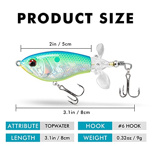 Truscend TLJA Top Water Fishing Lures With Bkk Hooks, Whopper For Freshwater Or Saltwater, Floating Lure Bass Catfish Pike thumb #5