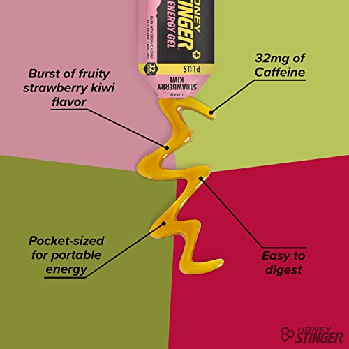 Honey Stinger Strawberry Kiwi Energy Gel | Caffeinated & Gluten Free With Organic Honey | For Exercise, Running And Performance | Sports Nutrition For Home & Gym, Pre And Mid Workout | 24 Pack #TOP3