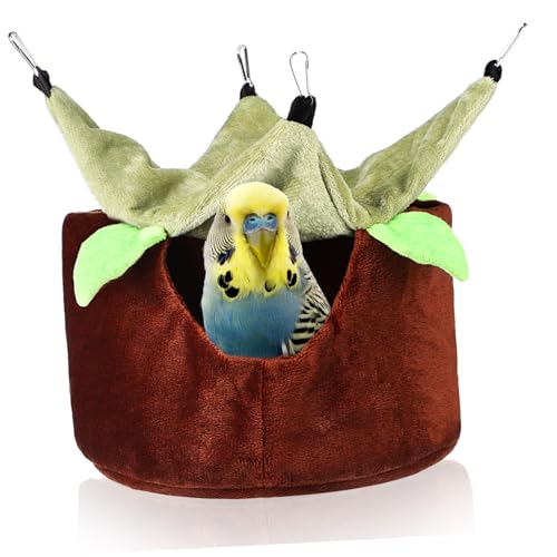 FONDOTIN Parrot Bed Hanging Hammock for Pets Comfortable Bird Nest with Unique Leaf Design Easy Installation Durable Parakeet Sleeping Bed for Cage Accessory