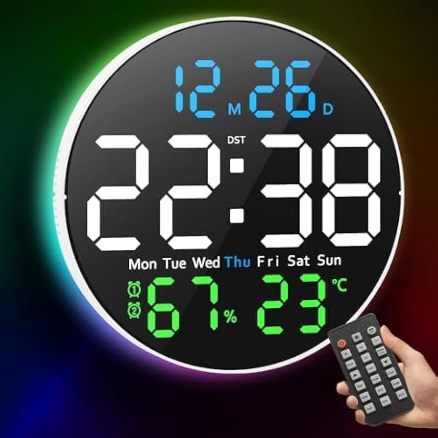 Amazon.co.jp: LED壁掛け時計 温度計湿度計 自動感応夜光 ルミナス