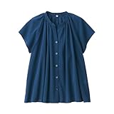 無印良品 婦人 強撚ボイル フレンチスリーブブラウス レディース BC2JMA4S ネイビー 婦人L