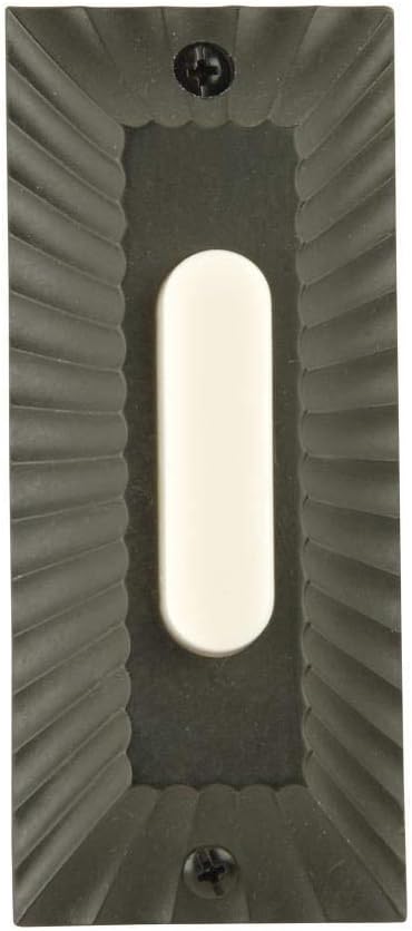 Craftmade PB4043-WB Die-Cast Builder's Plus Doorbell Surface Mount Lighted LED Push Button, Weathered Black (3.5H x 1.5W)