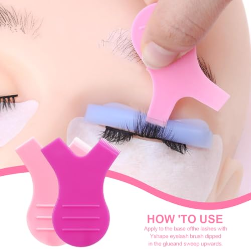 DLPRK 50 Stück Y Form Wimpernbürste Silikon, Wimpernlifting Zubehör Wimpern Schildpads Wimpernlift Werkzeug Hilfsmittel zur Wimpernverlängerung Wimpernlift-Bürste(5 Farben)