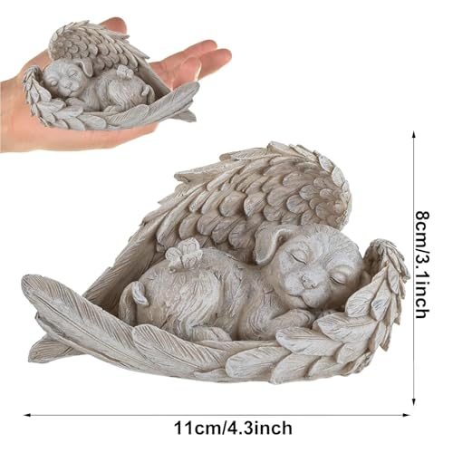 JAONLD Gedenkstein Hund Engel 11 x 8 cm, Haustier Hund Denkmal Grab Marker Tribut Statue, Hunde Grabstein Gedenken Tier Garten Statue, Geeignet für Gartengräber, Heimsouvenirs, Dekorative Ornamente