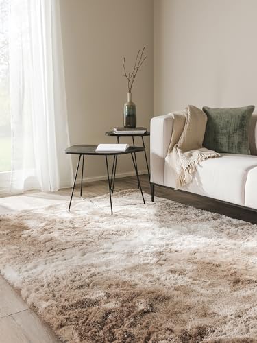 benuta Nest Hochflorteppich Whisper - Kunstfaser - Rechteckig & im Style: Uni - Pflegeleicht für...