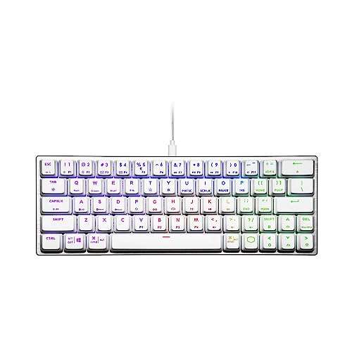 Image of Cooler Master SK620 60% Silver White Mechanical Keyboard with Low Profile Blue Switches, New and Improved Keycaps, and Brushed Aluminum Design | 60% Wired Layout, Low-Profile Blue Switches, Per-Key Rgb, Detachable Braided USB-C Cable