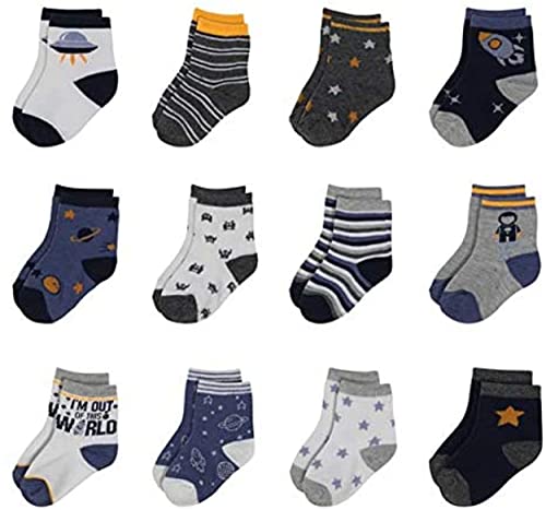 Image of Rising Star Baby Socks for Boys & Baby Girl Socks Infant Toddler Socks 0-6/6-12/12-24 Months Ankle Crew Newborn Baby Socks