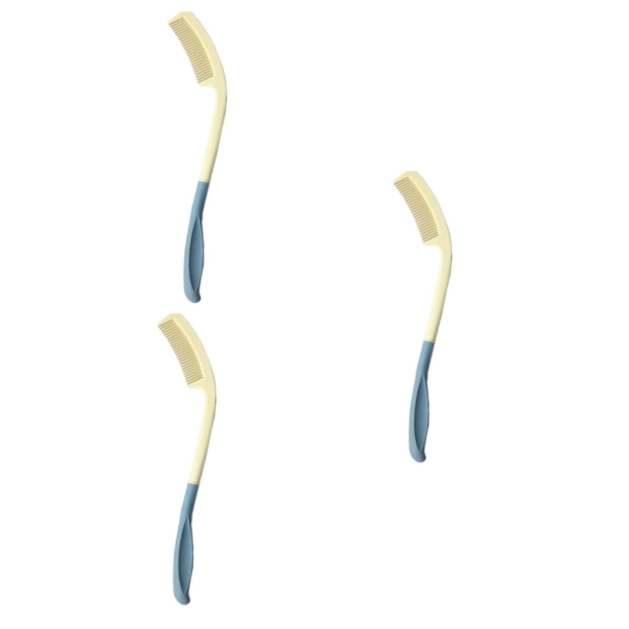 Healeved 3piezas Peine De Mango Curvado De Plástico Para Mayores y Discapacidad Peine Ergonómico Ligero y Resistente Para Tipo De Cabello
