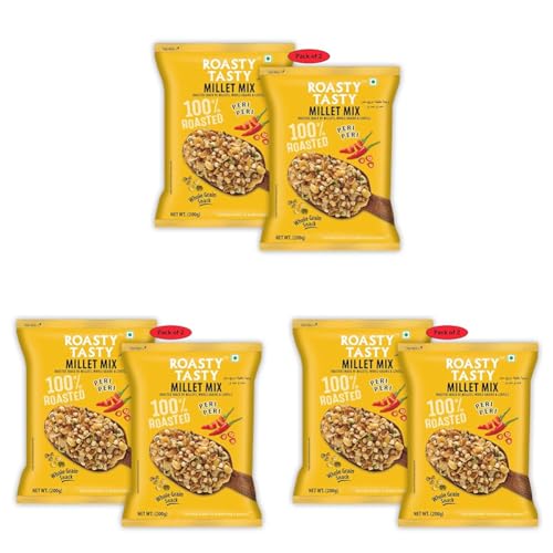 Image of Roasty Tasty Millet Mix Peri Peri 400G (200G Pack Of 6)|Healthy Snack Of Roasted Bajra, Wheat Flakes, Moong, Masoor, Peanuts