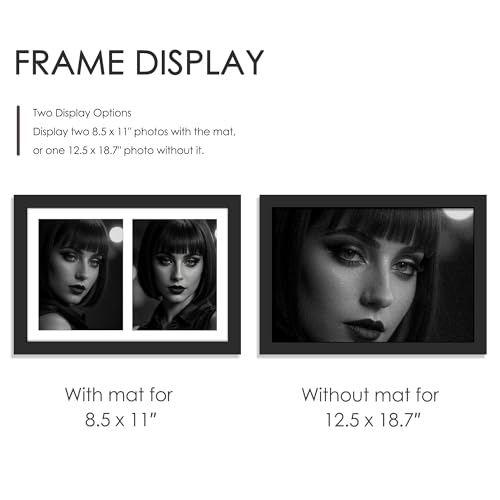 Image of DUENPY 12.5x18.7 Picture Frame 2-Opening 8.5x11 Collage Picture Frame Displays Two 8.5x11 inch Photos Collage Wall Decor Wall Hanging or Tabletop Black