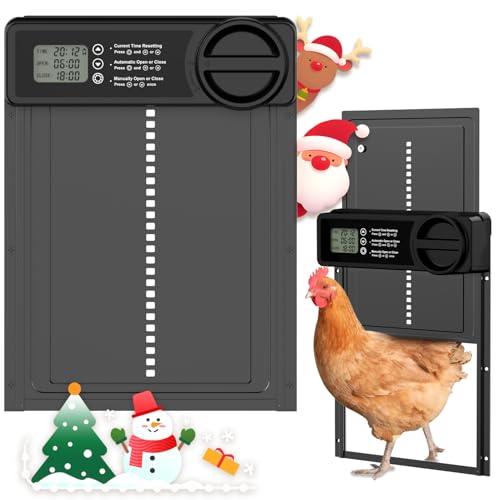 Budsom Automatic Chicken Coop Door, Battery Powered Electric Chicken Coop Door with Smart Timer, Anti-Pinch Sensor, LCD Display& Low Battery Reminder for Hens, Ducks, Geese Poultry