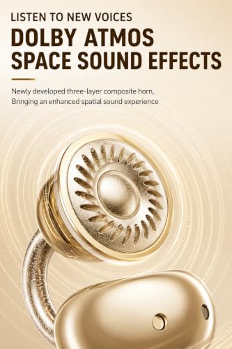 Image of S88 Open Ear Clip-On Earbuds with Battery Indicator Display OWS Wireless Earphones | Situational Awareness | 40 Hrs Playback | Bluetooth V5.4 | ENC Mic for Calls | 40Ms Low Latency Gaming. Beige