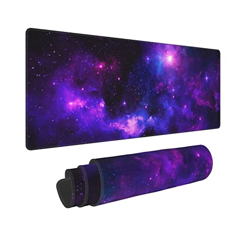 Image of Large Gaming Mouse Pad XL, Galaxy Full Desk Mousepad with Stitched, Long Non-Slip Base Keyboard Pad with Space, Extended PC Laptop Computer Mat Gifts for Men Office Decor, (Purple, 31.5*11.8 In)
