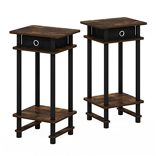 Image of Furinno Turn-N-Tube Set of 2 Toolless 3-Tier Side Table, Amber Pine