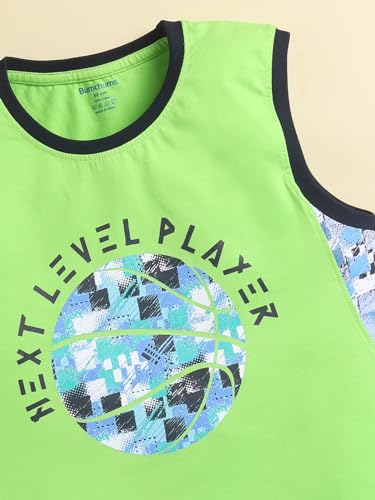Image of Bumchums Boys Sleeveless Round Neck T-Shirt and Pant Set for Boys, Casual Clothing Set, Trendy and Cute, Graphic