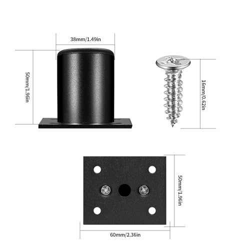 Zhujiehigh 4 Pcs Adjustable Furniture Legs, 2 Inch Metal Table Feet for Chair Desk, Bed, Sofa, Kitchen Cabinet - Round, Black (50mm) - Image 2