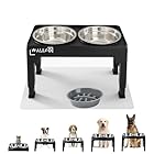 WALIXO Ciotola Rialzata per Cane con Supporto Regolabile su 5 Altezze (da 8 a 28 cm) – 2 Ciotole in Acciaio Inox da 1200 ml + 1 Anti-Sgozzo da 800 ml – Tappetino Antiscivolo Incluso