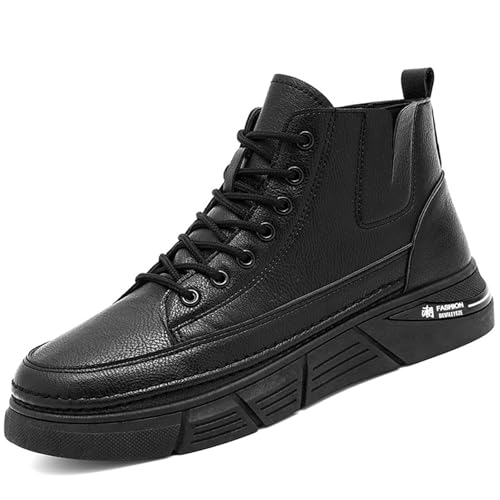 Men's Casual Italian High-top Leather Boots Outdoor Lace-up Shock-absorbing Softsole Business Dress Booties Waterproof Non-Slip Chukka Walking Ankle Boots