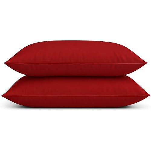 Peru Pima 415 Thread Count Percal Standard Pillowcases - 100% Peruvian Pima Cotton, 2 Piece (2 Pillowcases) - Cooling, Crisp, Hotel Quality Bedding - Burgundy