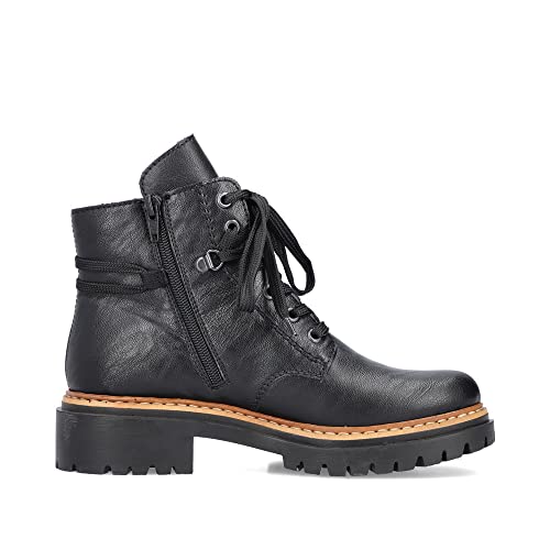 Rieker Damen Schnürstiefeletten 72603, Frauen Stiefeletten,schnürboots,übergangsschuhe,Boots,Stiefel,Bootee,Booties,schwarz (00),42 EU / 8 UK