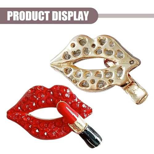 Image of Shakas 4 PCS Bling Air Conditioning Vent Clip, Sexy Lips Lipstick Rhinestone Vent Decoration, Non-destructive Plug-in Installation Interior Cute Accessories, for Most Cars Trucks Home (Red)