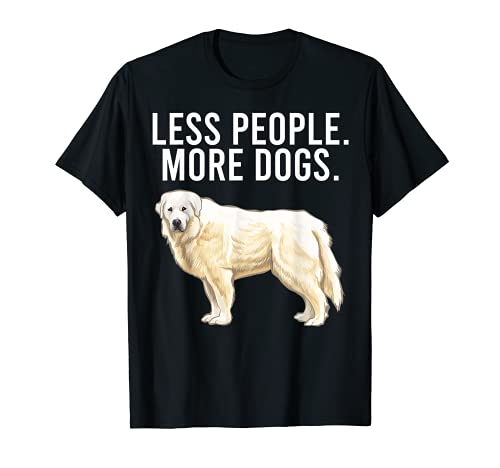 Less People More Dogs Great Pyrenee Funny Introvert T-Shirt, Black