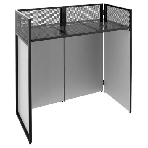 Vonyx DB4 Pro Mesa de DJ, Mesa de DJ Plegable, Móvil y Plegable, Cabina de DJ con Ribete Blanco y Negro, Stand de DJ Móvil, Equipo de DJ para DJ Móvil en Celebraciones