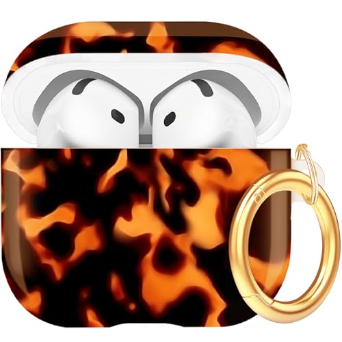 Case for AirPods 4 - YOMPLOW Case Cover Skin Women Girls with Keychain for Apple Airpods 4th Generation Charging Case 2024 - Tortoise