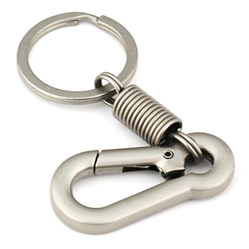 Image of maycom Retro Style Simple Strong Carabiner Shape Keychain Key Chain Ring Keyring Keyfob Key Holder (Matte Silver)