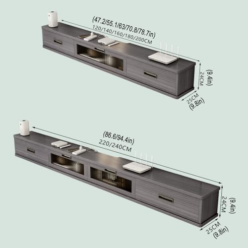 Mobile TV sospeso a Parete con cassetti portaoggetti - Console multimediale salvaspazio per Soggiorno e Camera da Letto, Elegante Centro di intrattenimento Domestico, Design Moderno
