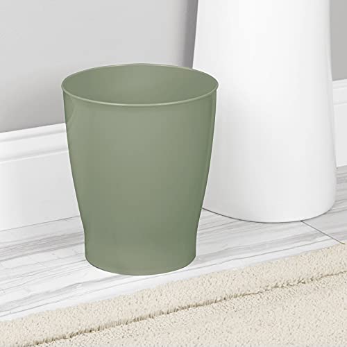 Image of mDesign Round Plastic Bathroom Garbage Can, 1.25 Gallon Wastebasket, Garbage Bin, Trash Can for Bathroom, Bedroom, and Kids Room - Small Trash Can - Fyfe Collection - Olive Green
