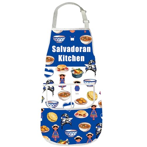 Gzrlyf El Salvador Kitchen Apron Salvadoran Gift El Salvador Cooking Apron Travel Trip Souvenir Gifts (Salvadoran Kitchen Apron)