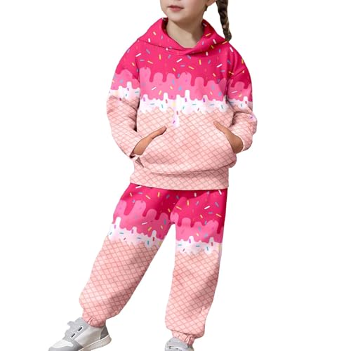 Conjunto de dos piezas ropa casual de niña grande sudadera manga larga y pantalón estampado #253