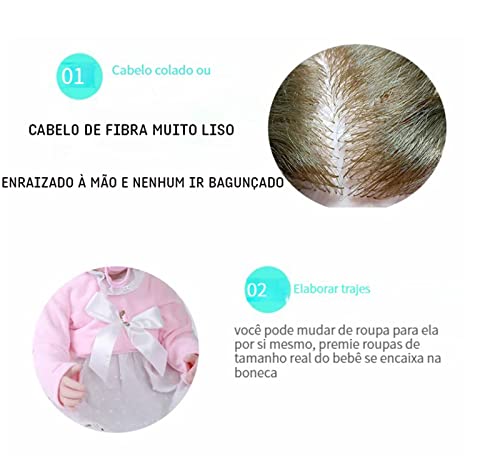 BAOERYAA Bebê Reborn Menina,bebê Reborn De Silicone Sólido Realista - Vinil Macio Feito à Mão Com ór