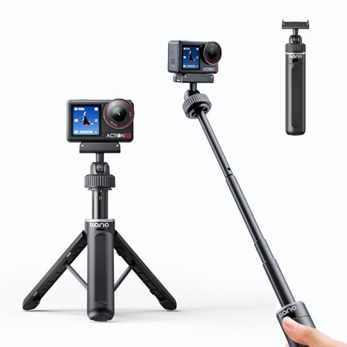 llano 16 Magnetic Action Camera Tripod for DJI Osmo Action 5 pro/4/3 Osmo 360 Extendable Mini Tripod with Magsafe Quick Release Adapter 360 Ball Head Small Selfie Stick Lightweight Black