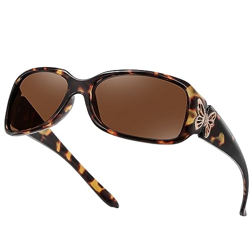 Image of HAOLOTA Women's Polarized Sunglasses - Fashionable Wraparound Butterfly Design with UV400 Protection