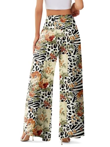 JZC Women's Palazzo Lounge Pants Casual Wide Leg Pants High Waist Flowy Toursers with Pockets