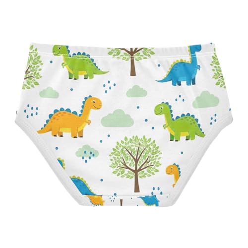 Toddler Briefs, Colorful Cartoon Dinosaurs Girls Underwear Cotton, 2T–8 Years2