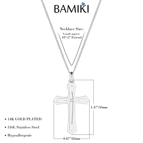 Bamiki Cross Necklace For Women, Dainty Womens Cross Pendant Necklace, Hypoallergenic Silver Plated Cute Faith Cross Necklace, Perfect Jewelry Gifts For Women/Girls, Chain 18+2 Inch #TOP3