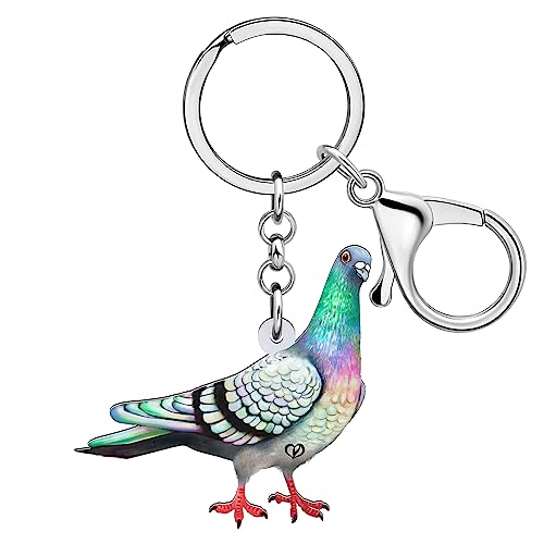 NEWEI Acrylique Cute Porte Clef Pigeon Petit Oiseau Pendentif Sac à main Accessoires Cadeaux Charms pour Femmes (Pigeon A)