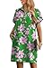 HOTOUCH Womens Button Down Dress Summer Beach Casual Loose Short Sleeve Tee Dress Fashion Tunic Dress with Pockets Green M