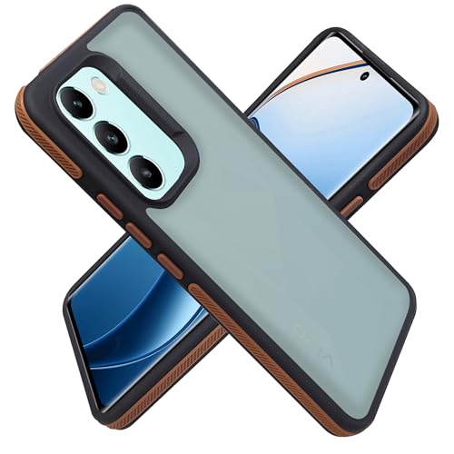 Image of A rtistque Frosted Ultra Matte Back Cover Case for Vivo T3 5G / Vivo Y200e 5G | Smooth Sides with Grip | Shockproof TPU Protective Design | Raised Camera Edges | - Brown