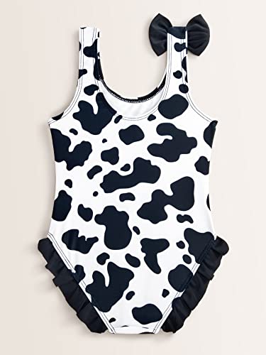 WDIRARA Girl's Cow Print One Piece Swimsuits Bikini Bathing Suit3