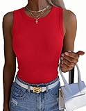 Zeagoo Red Tank Tops for Women 2026 Summer High Neck Slim Basic Sleeveless Shirts Cute Outfits